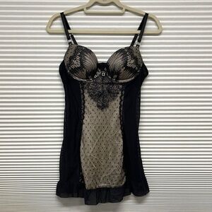 Seductivewear by Cinema Etoile Black Nude Sexy Dot Tule Lace Lingerie Medium